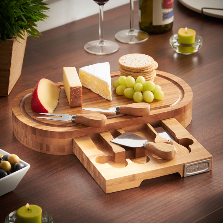 VonShef 5 Piece Bamboo Cheese Board and Knife Set & Reviews Wayfair